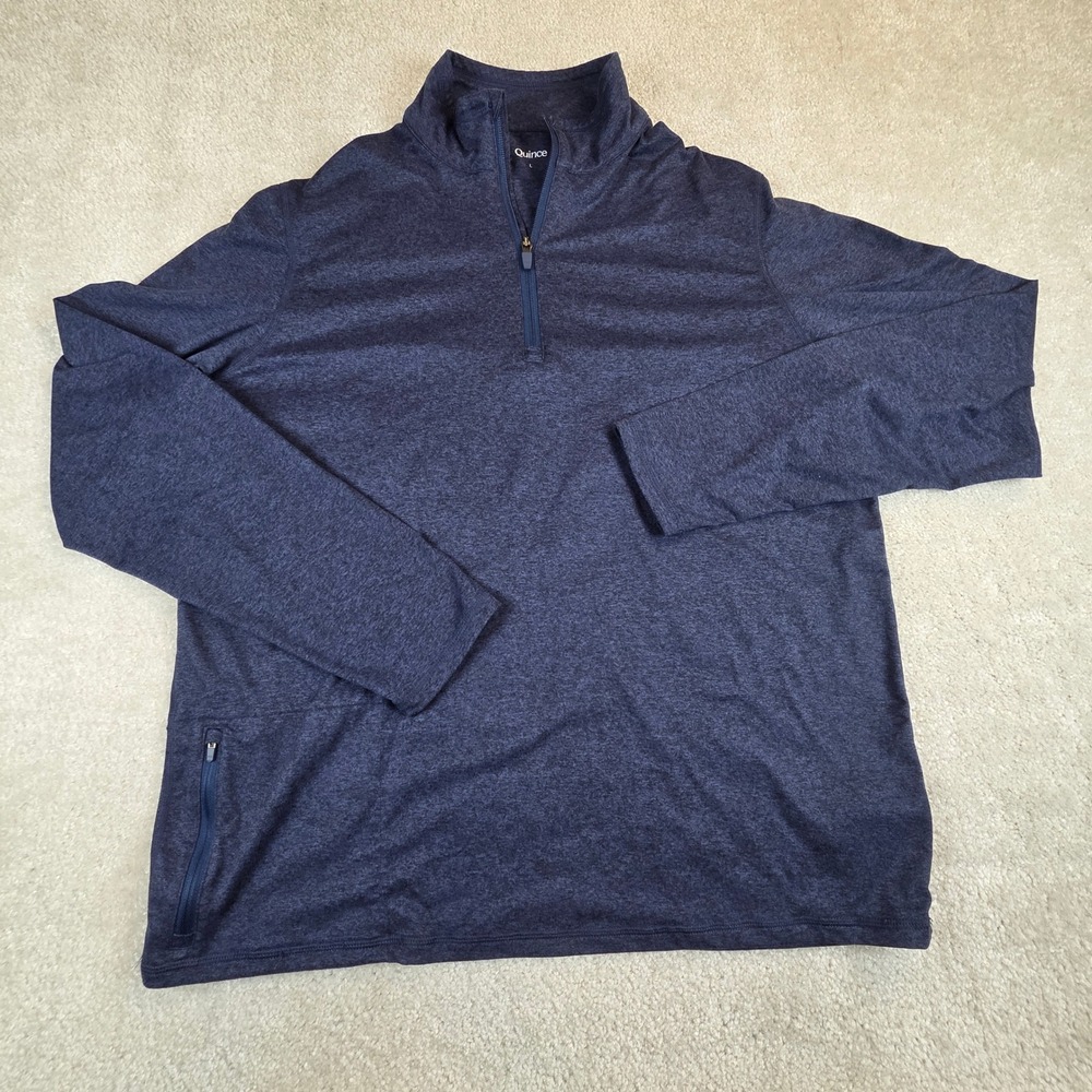 Quince Flowknit Performance Half-Zip Pullover Mens Large Heather Navy DKBIZ01